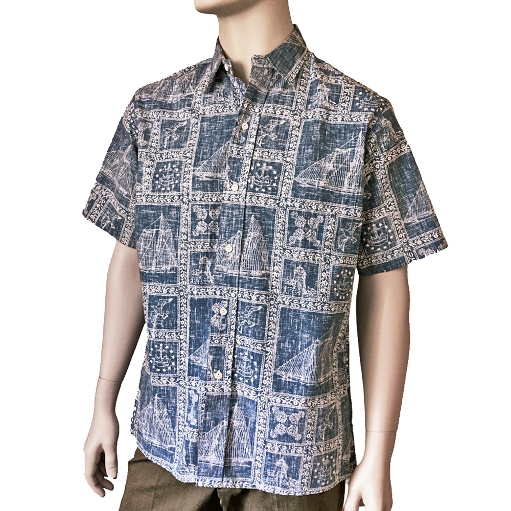 REYN Spooner Authentic Vintage Hawaiian Shirt Top Tiki Nautical Theme NWOT
